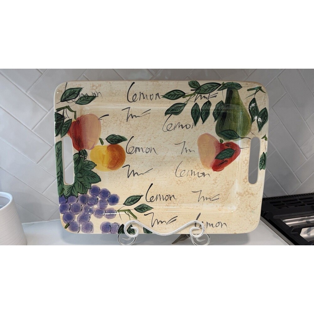 Tabletops Gallery Fiori Hand Crafted Hand Painted Table Platter 2 Sz Available